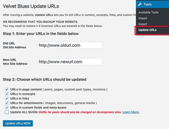Como atualizar URLs ao mover seu site WordPress 2